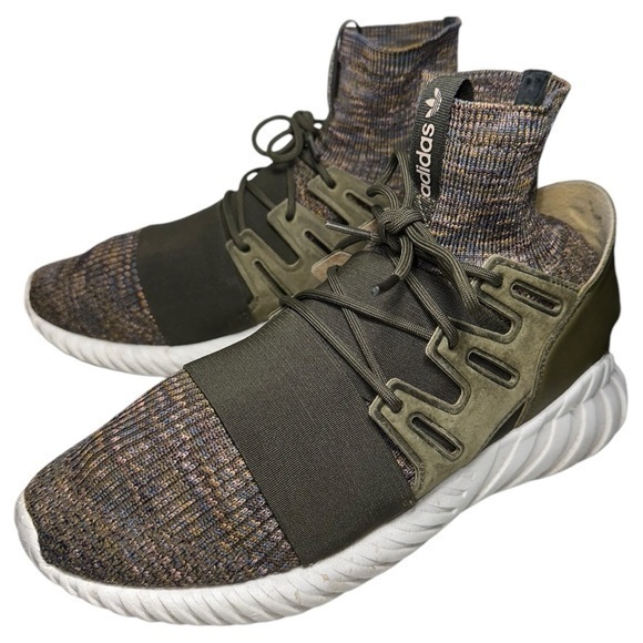 Adidas Men’s Size 8.5 Olive Multi Color Space Dye Tubular Doom PK Sock Sneakers - Picture 1 of 10